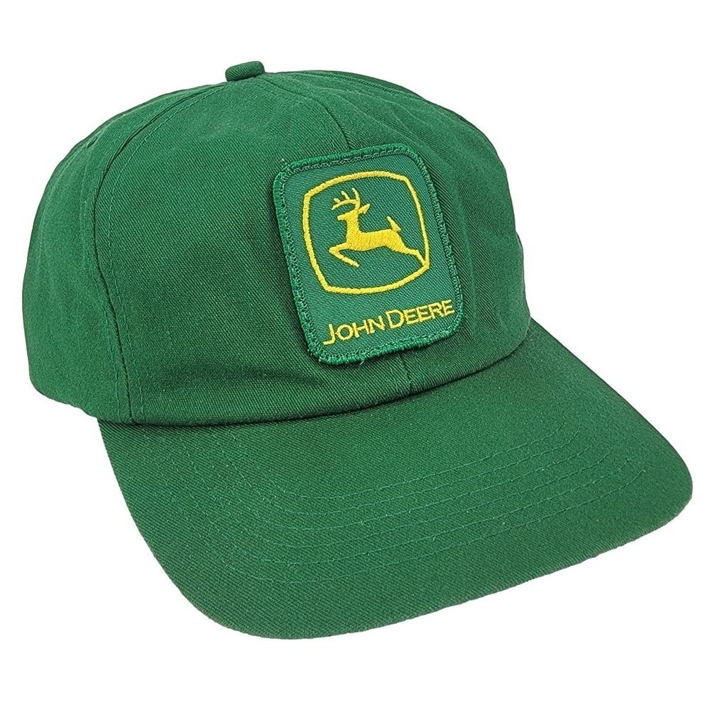 John Deere K-Products Hat Cap Green Yellow Snapback Made in USA Vintage Patch